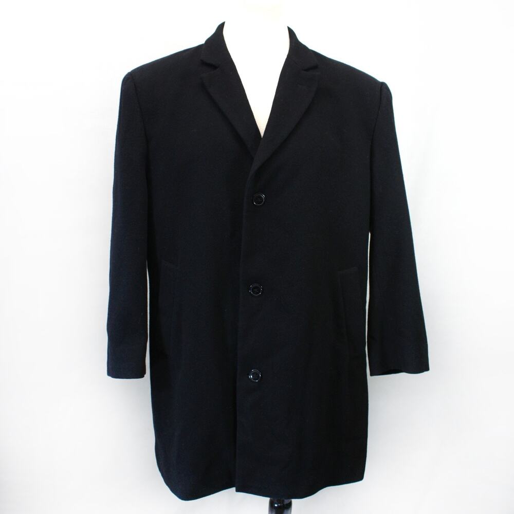 Pronto Uomo Men's Black Wool Blend Coat Jacket Minimalist Size 44 Short Medium